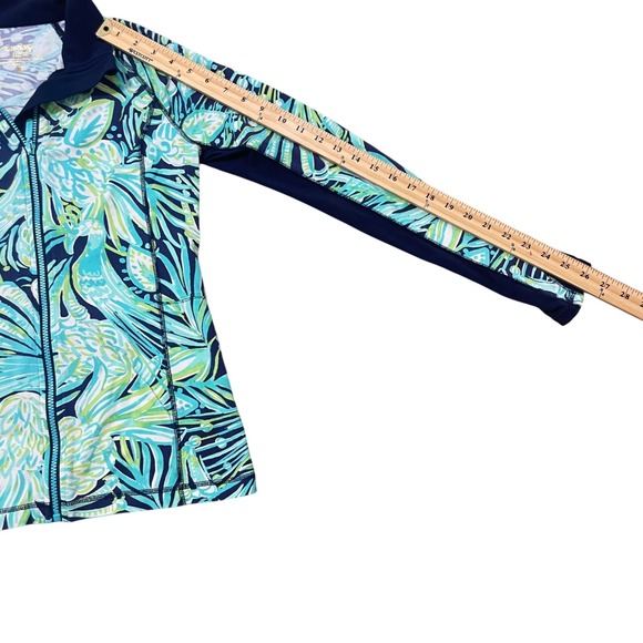 Lilly Pulitzer Luxletic Zip Up Jacket Birds Tropical Print Navy Blue XS - Picture 7 of 9